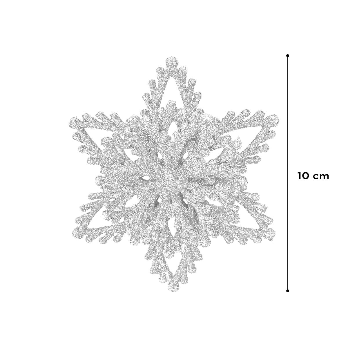 Copos de Nieve con Diamantina Plateada, 2 piezas.