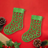 Botas Navideñas con Diamantina Verde, 2 piezas.