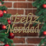 Letrero Feliz Navidad con Glitter color Dorado