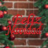 Letrero Feliz Navidad color Rojo con Glitter