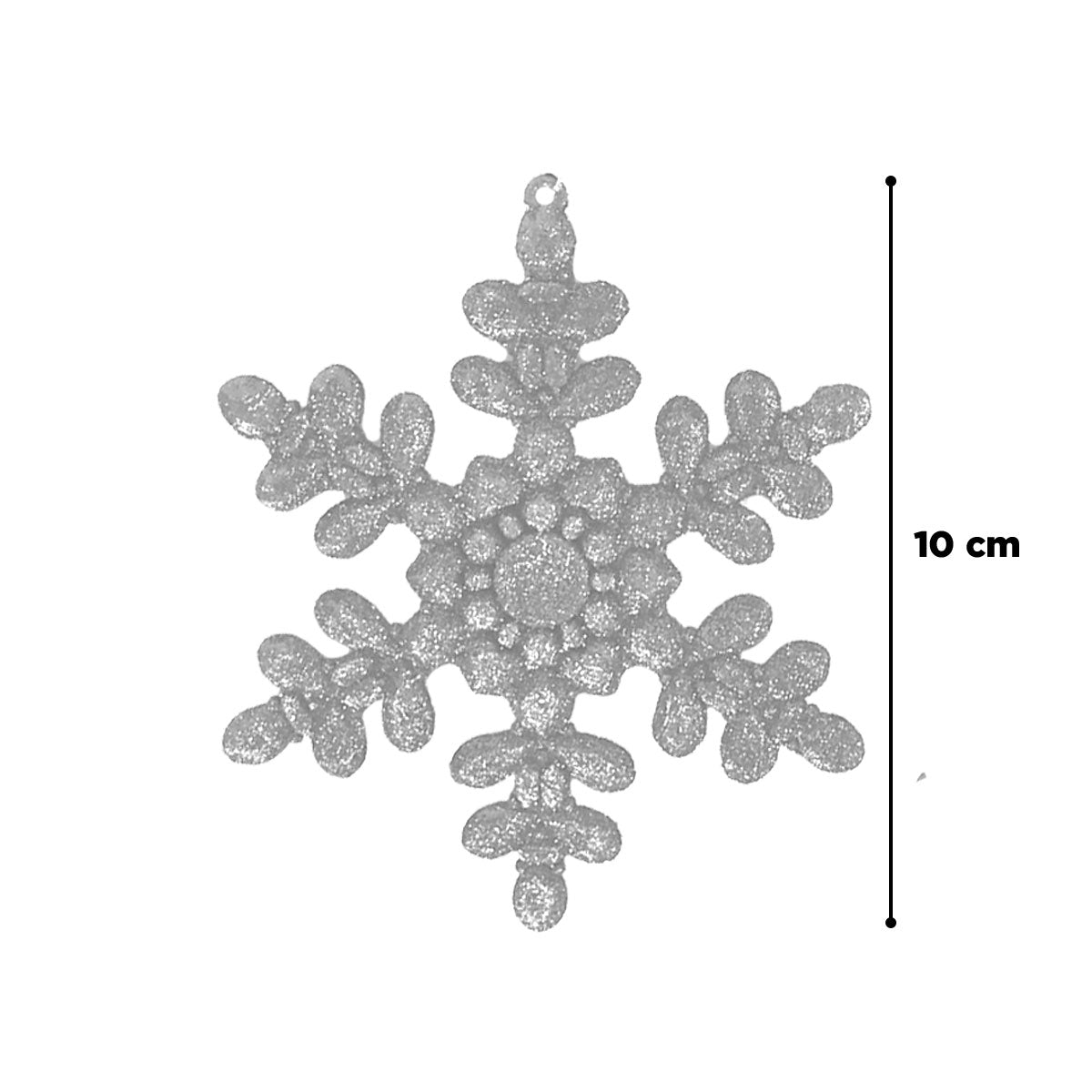 Copos de Nieve con Diamantina Plateada, 2 piezas.