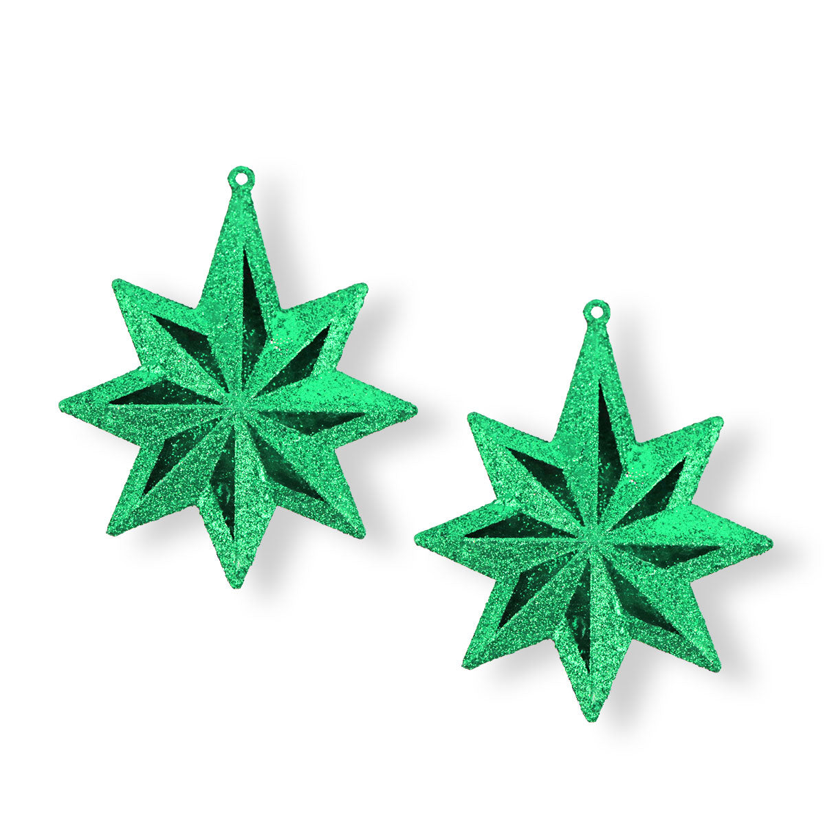 Estrellas Decorativas Diamantina color Verde, 2 piezas.