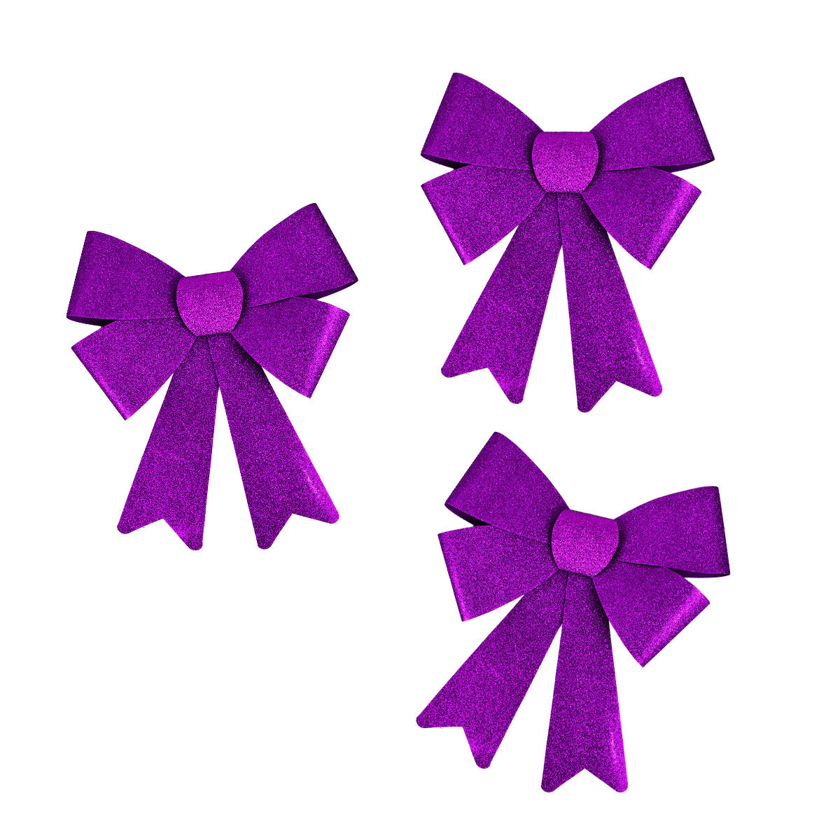 Moños con Diamantina Color Morado, 3 piezas.