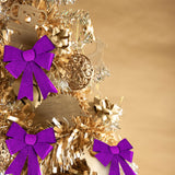 Moños con Diamantina Color Morado, 3 piezas.