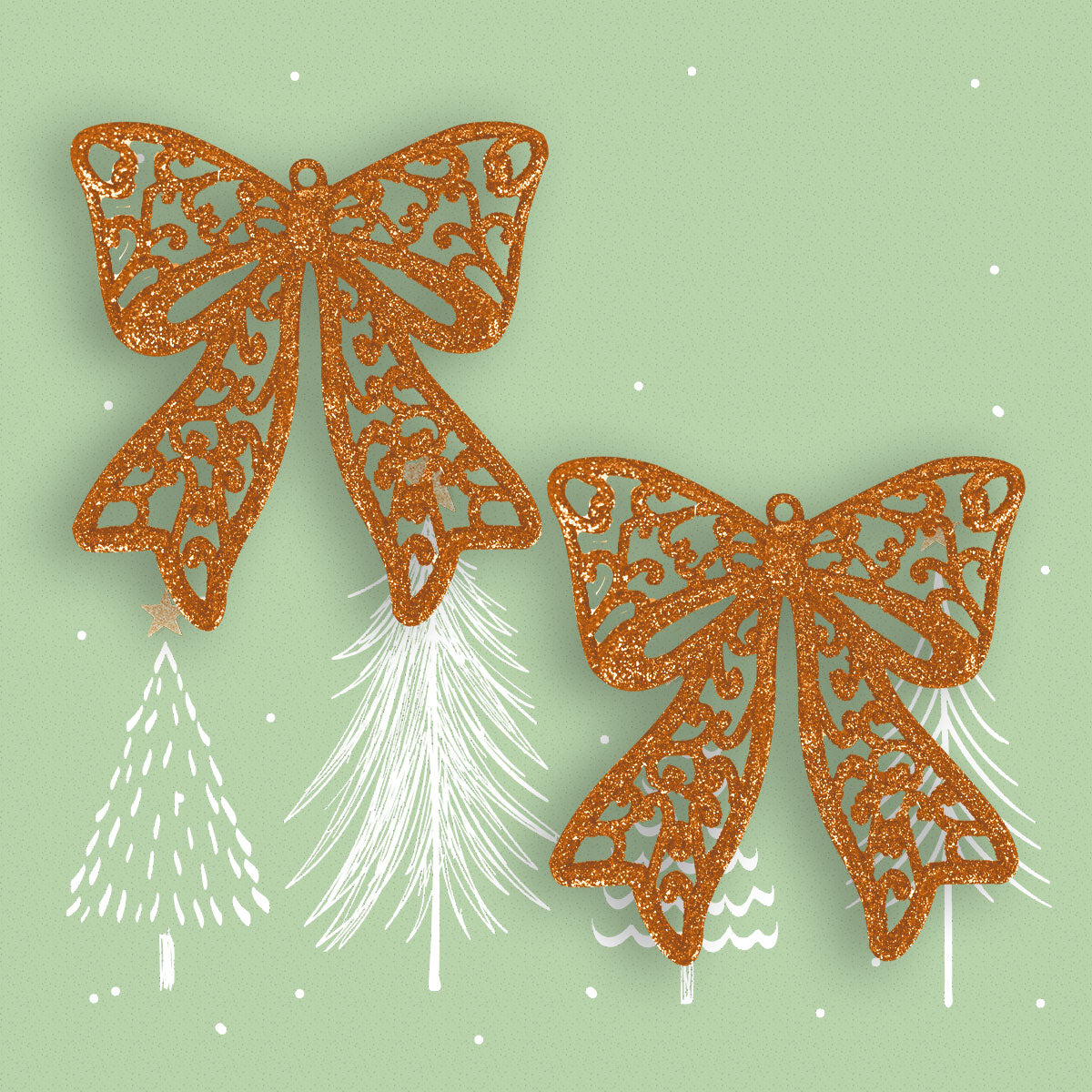 Moños de Diamantina Naranja, 2 piezas.