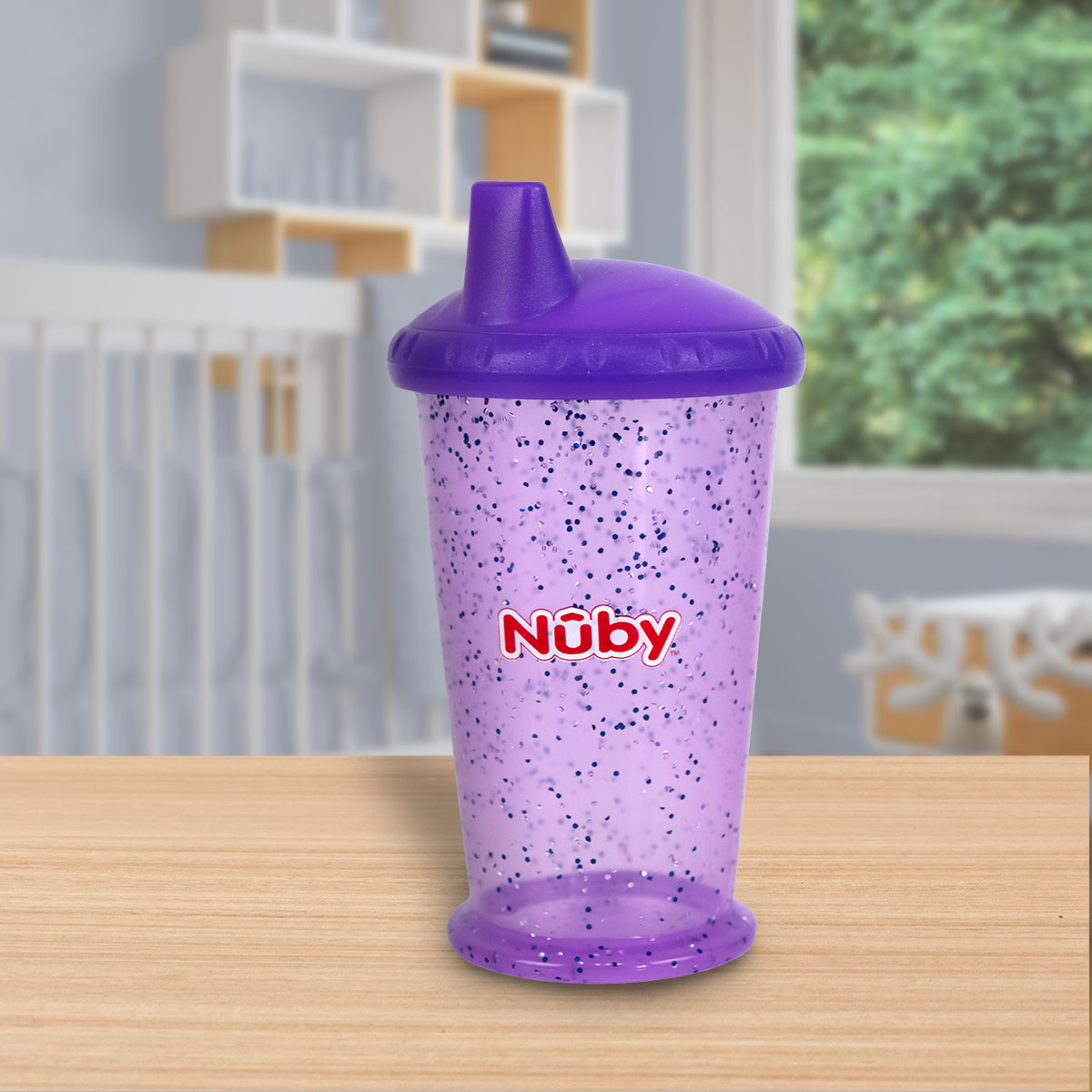 Vaso Nuby Sparks de Flujo Libre con Boquilla Rígida, Morado