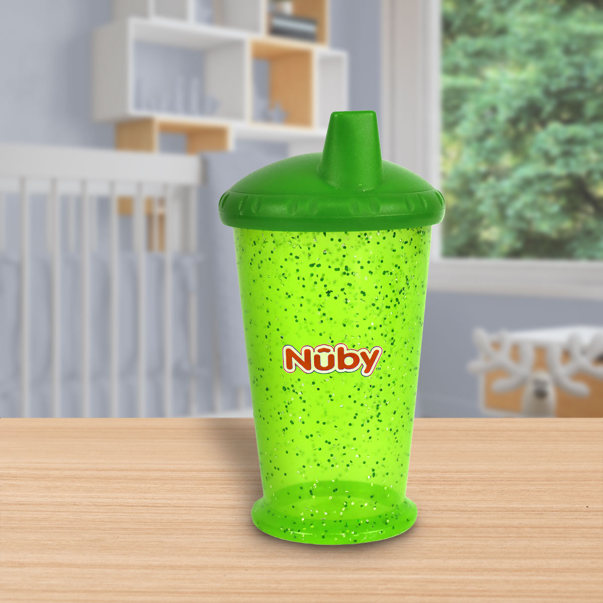 Vaso Nuby Sparks de Flujo Libre con Boquilla Rígida, Verde