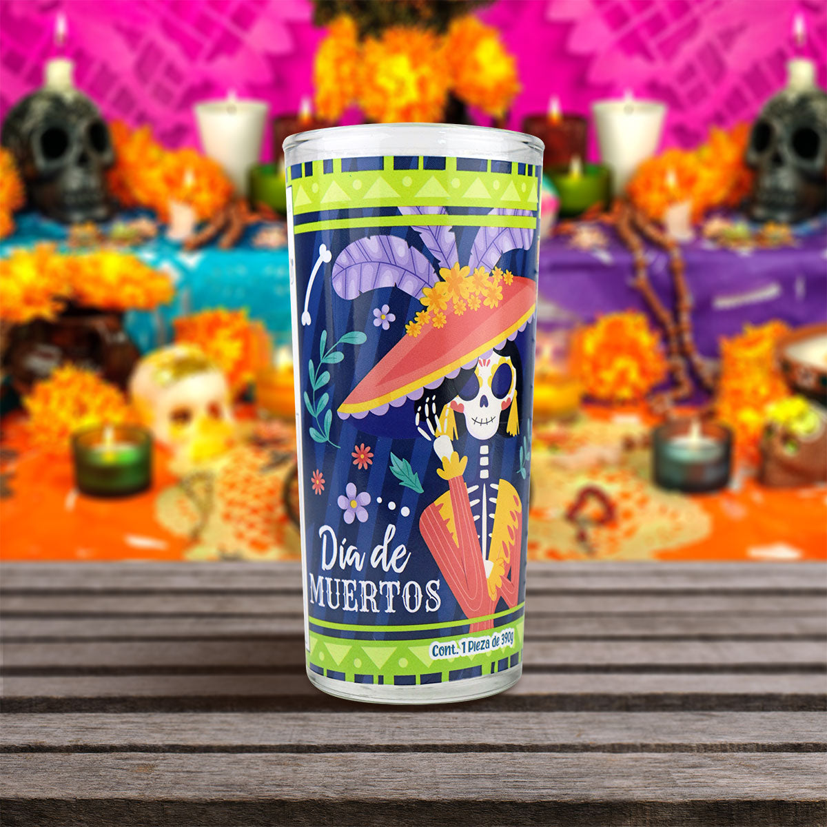 Veladora Aromática, Catrina Día de Muertos, Grande, 390 g.