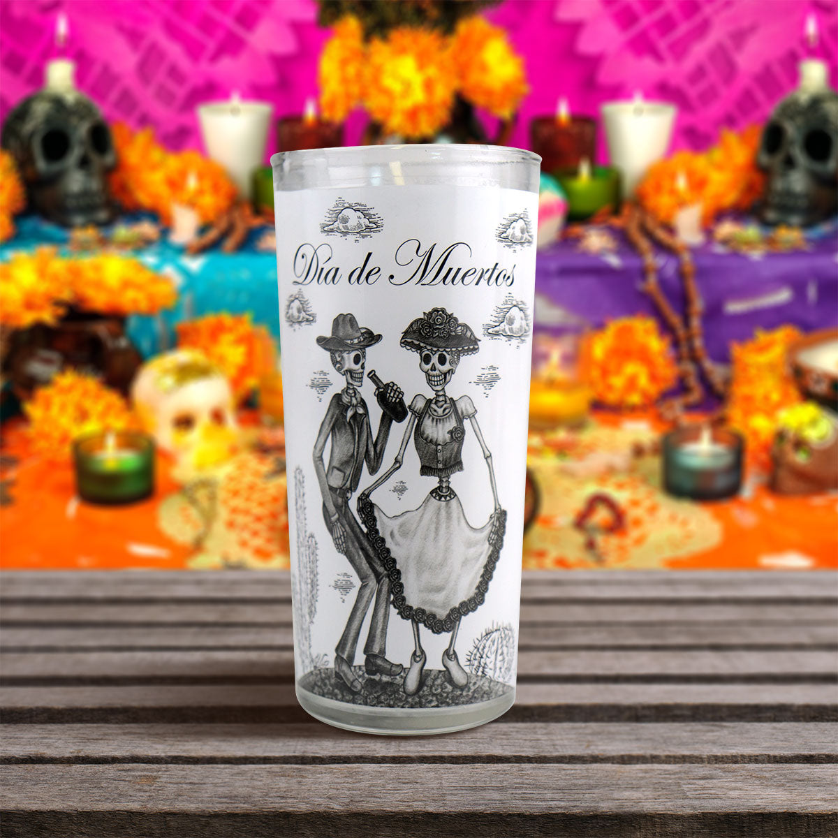 Veladora Aromática, Catrines Día de Muertos, Grande, 390 g.