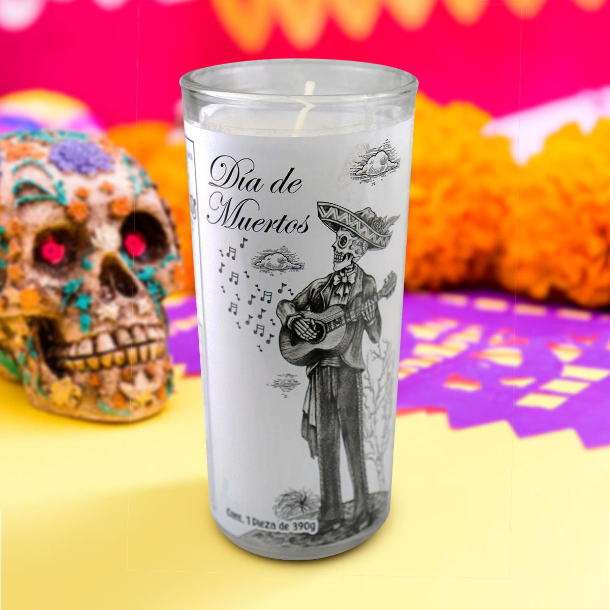 Veladora Aromática, Catrines Día de Muertos, Grande, 390 g.