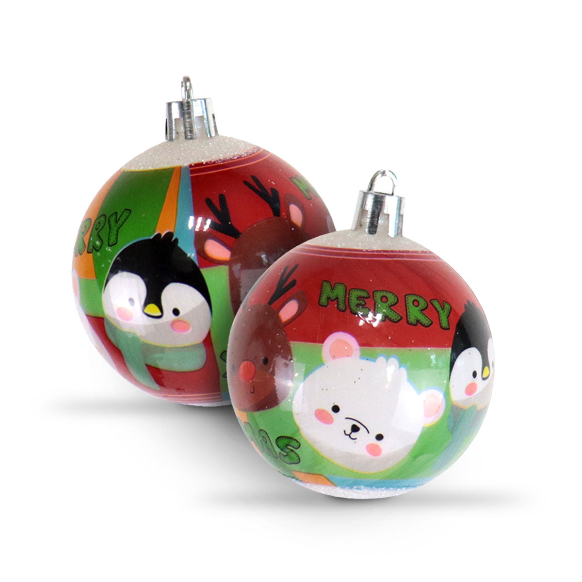 Esferas Navideñas Decoradas color Blanco, 2 piezas.