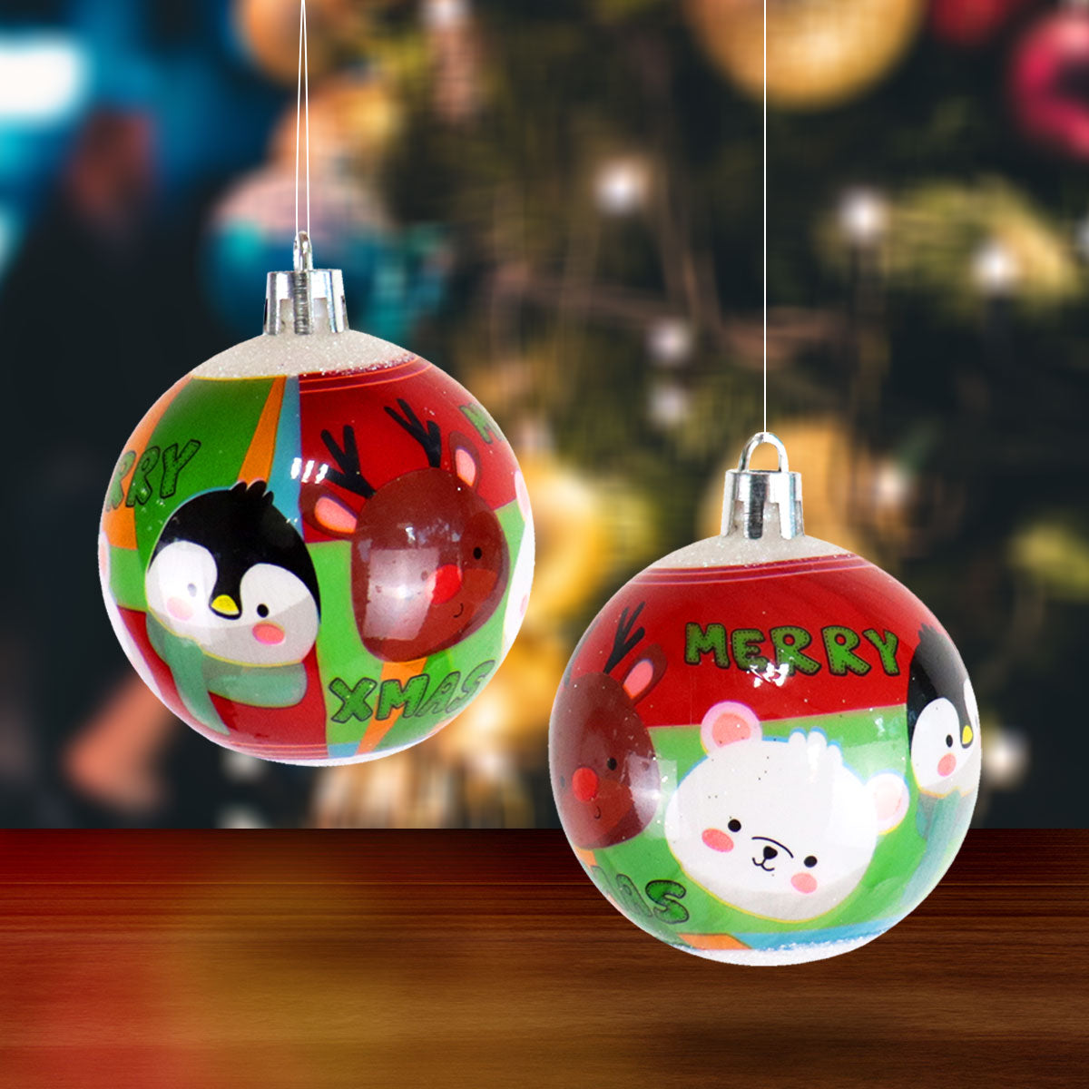 Esferas Navideñas Decoradas color Blanco, 2 piezas.