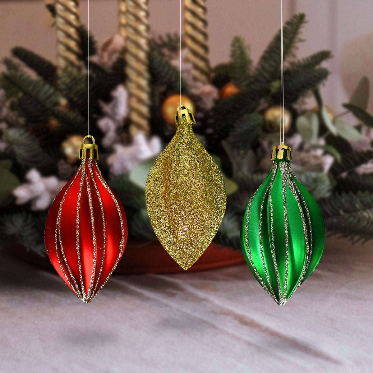 Esferas Navideñas de Colores, 3 piezas.