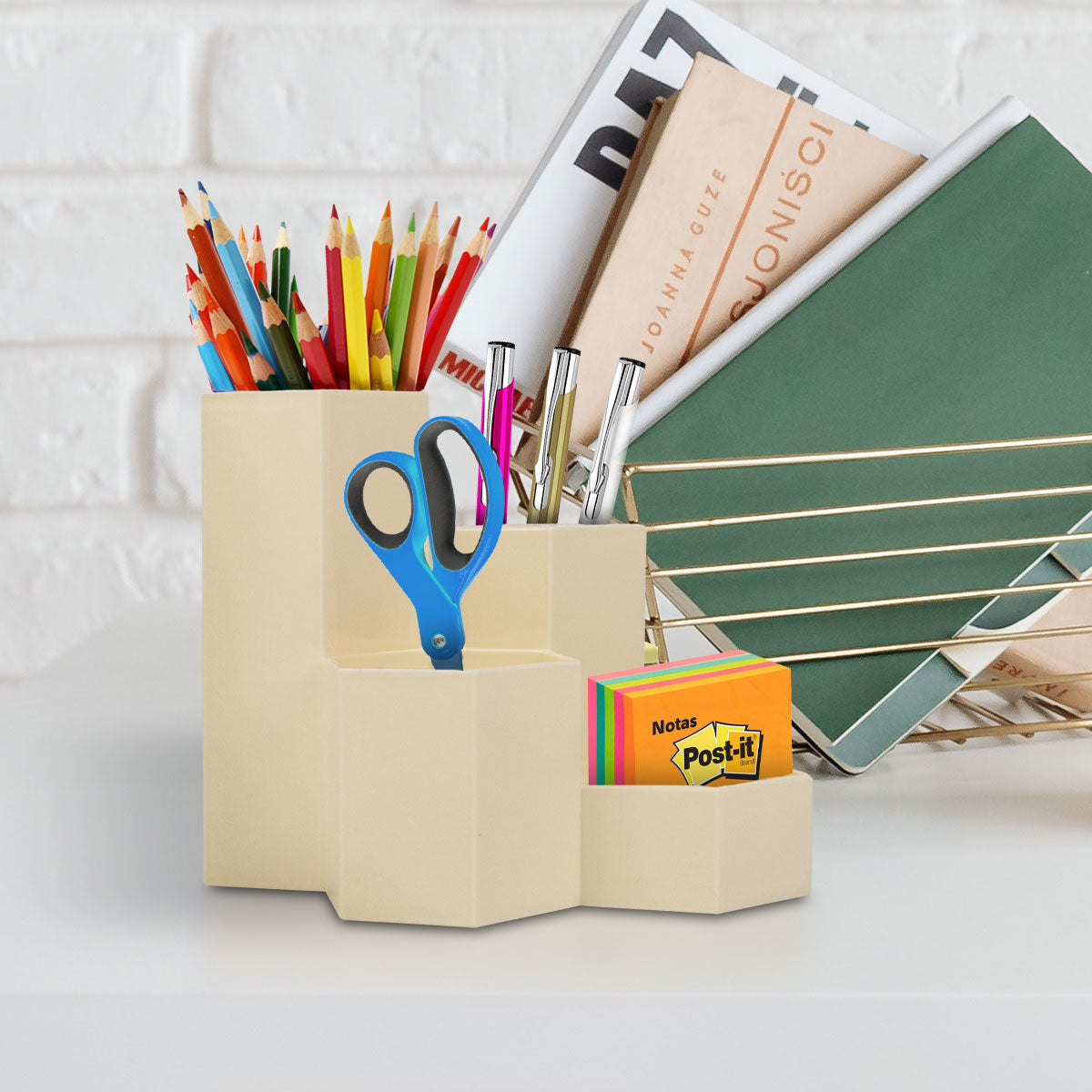 Lapicera Organizador de Escritorio color Hueso