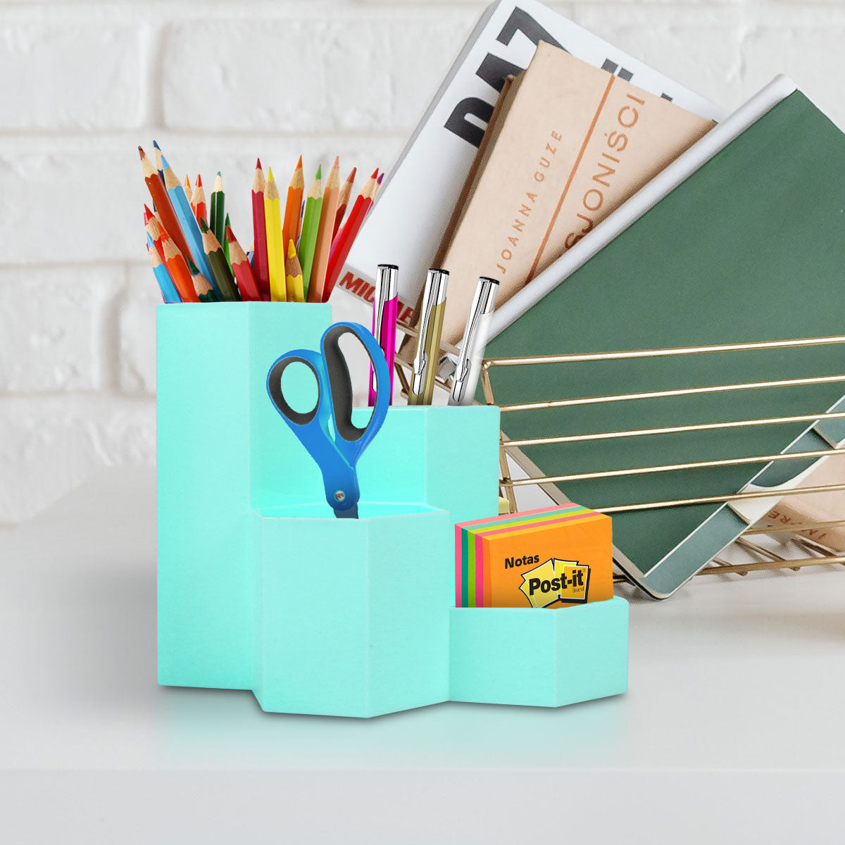 Lapicera Organizador de Escritorio color Menta