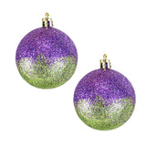 Esferas Navideñas Redondas Lima/Morado, 2 piezas.