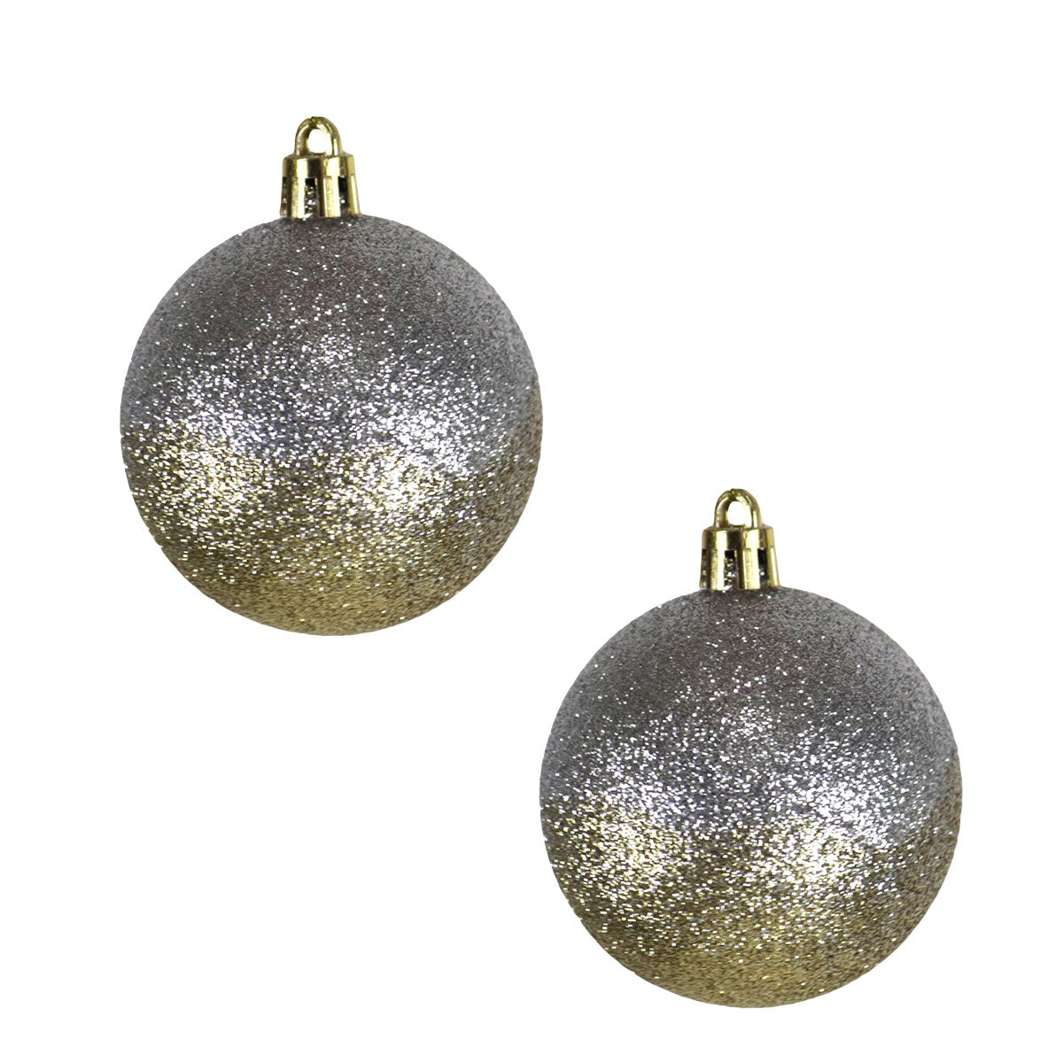 Esferas Navideñas color Plata con Oro, 2pzas