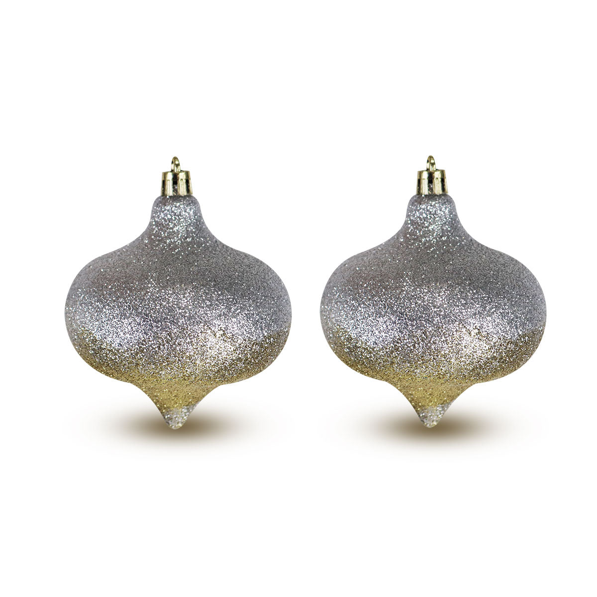 Esferas Navideñas Onion color Plata con Oro, 2pzas