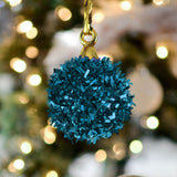 Mini Esferas de Tinsel Color Turquesa, 6 piezas.