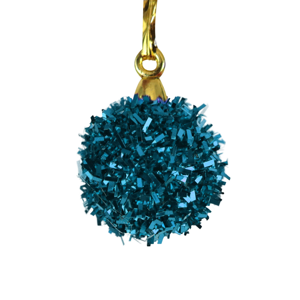 Mini Esferas de Tinsel Color Turquesa, 6 piezas.