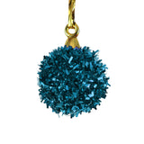 Mini Esferas de Tinsel Color Turquesa, 6 piezas.