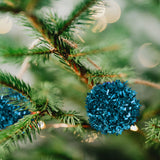 Mini Esferas de Tinsel Color Turquesa, 6 piezas.