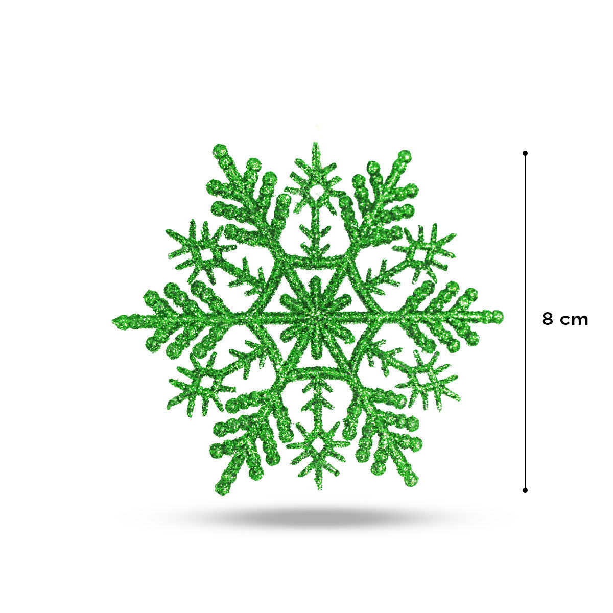 Copos de Nieve con Diamantina Verde, 4 piezas.