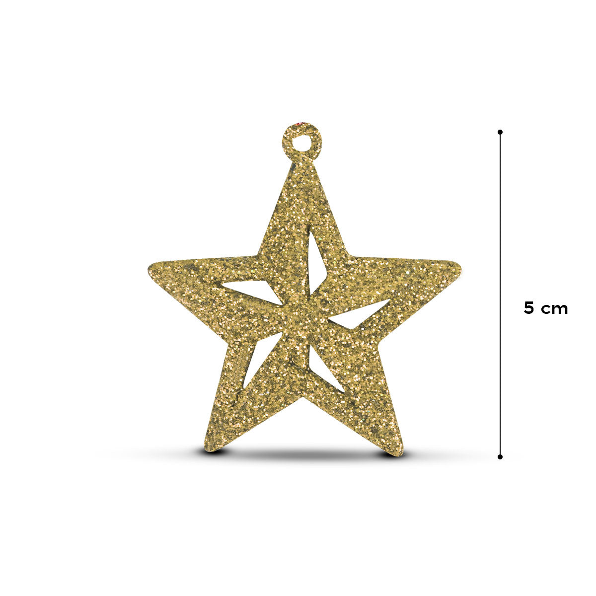 Mini Estrellas con Diamantina color Dorado, 6 piezas.