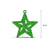 Mini Estrellas con Diamantina color Verde, 6 piezas.