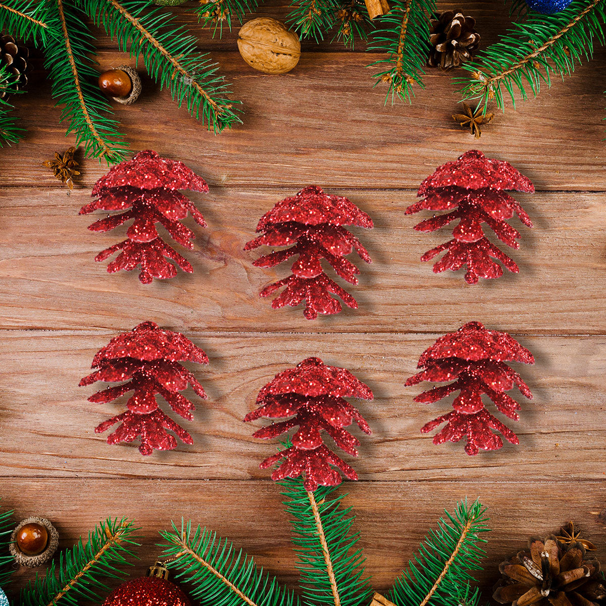 Mini Piñas Navideñas con Diamantina color Rojo