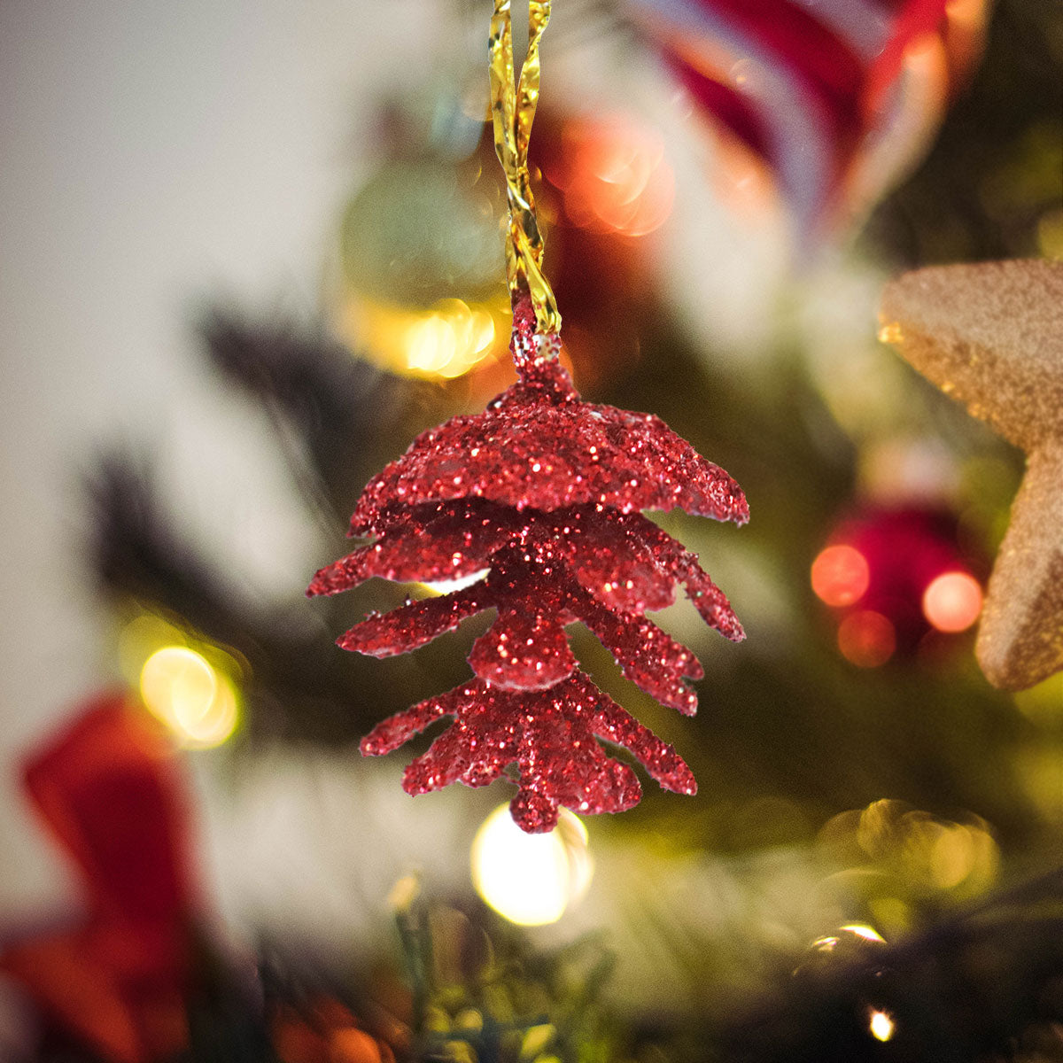 Mini Piñas Navideñas con Diamantina color Rojo