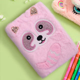 Libreta Mapache de Peluche Color Rosa, 80 páginas