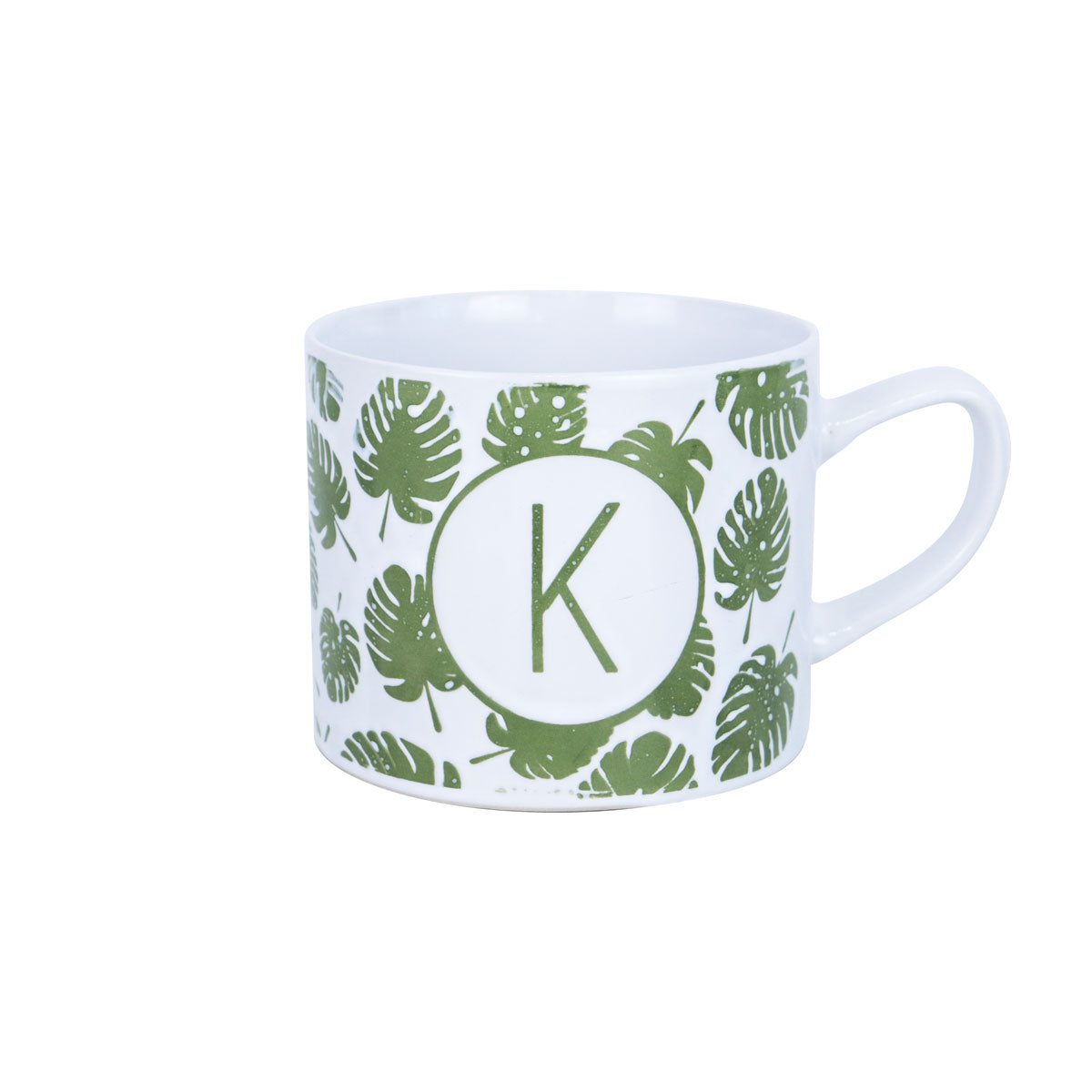 Taza de Cerámica Decorada Verde con Blanco 744 ml