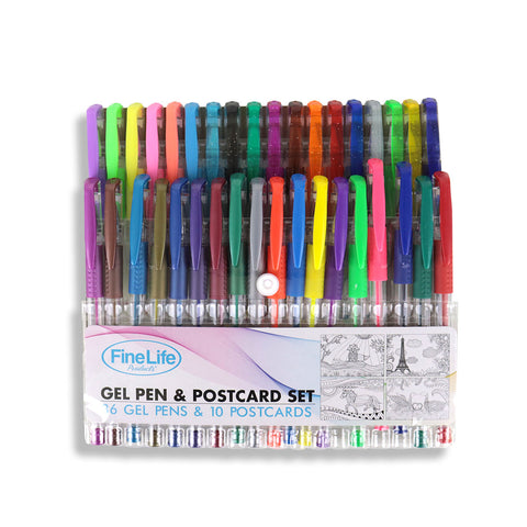 Bolígrafos de Gel de Colores 36 piezas + 10 Tarjetas para Colorear
