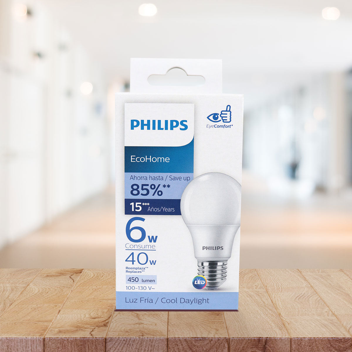 Foco Philips EcoHome LED de 6 watts y luz fría