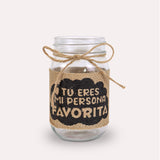 Tarro de Vidrio Mason Jar Decorado con Yute