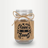 Tarro de Vidrio Mason Jar Love Decorado con Yute