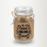 Tarro de Vidrio Mason Jar Love Decorado con Yute