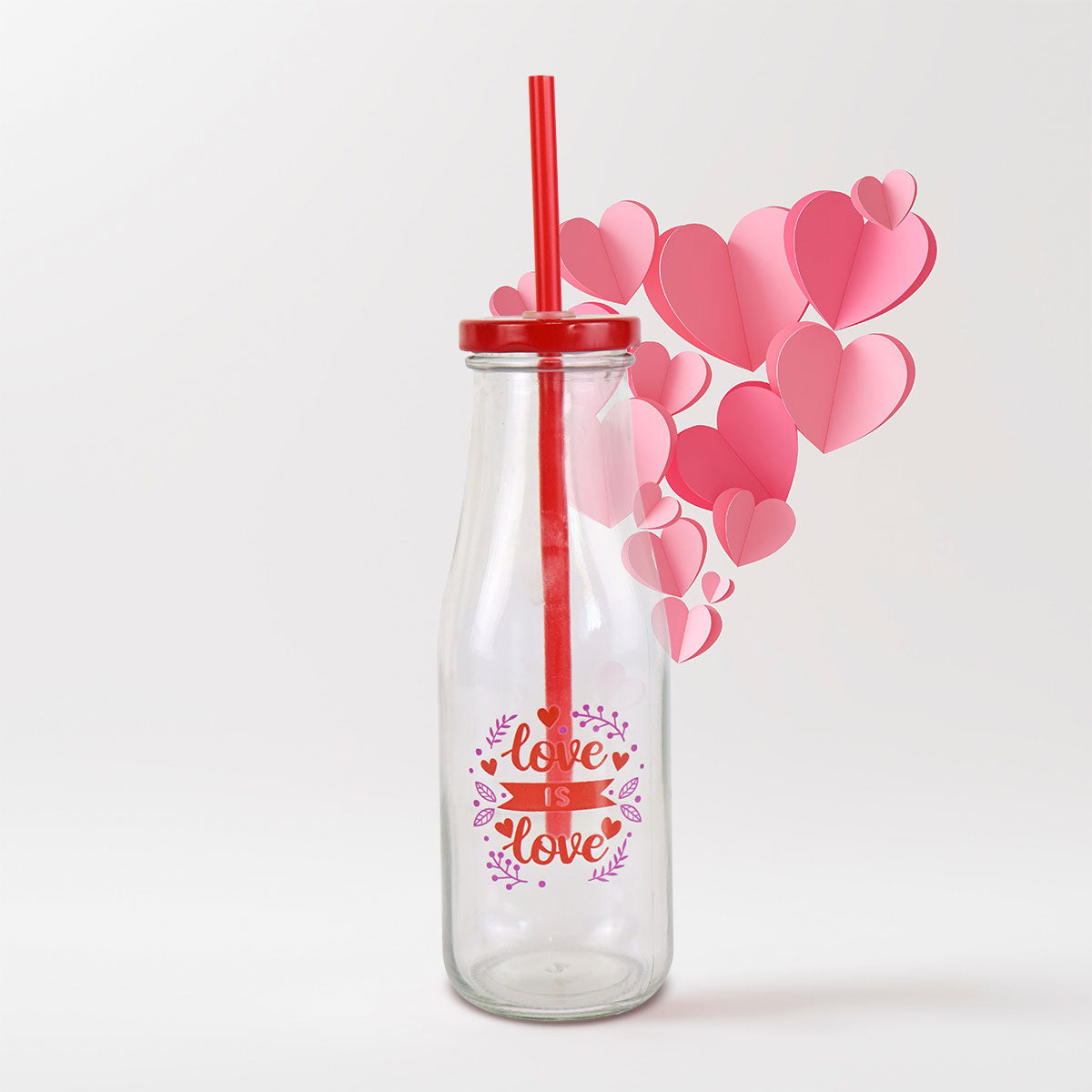 Botella de Vidrio con Tapa Love is Love