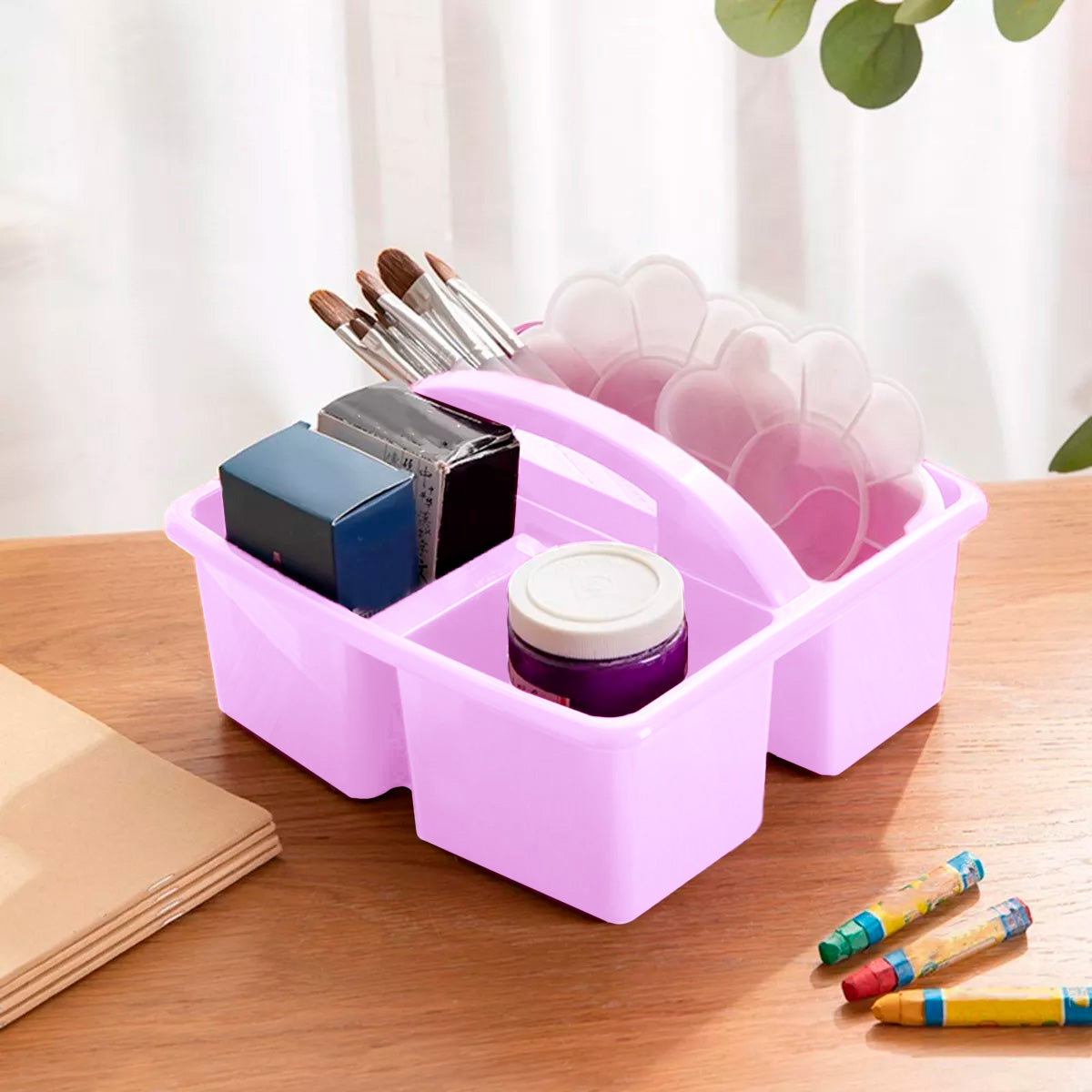 Caja organizadora Plástico, 4 Divisiones color Lila – Waldo's