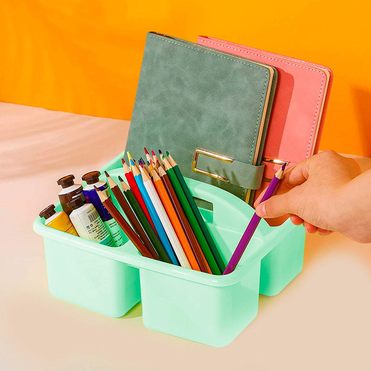 Caja organizadora Plástico, 4 Divisiones color Pistache