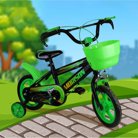 Bicicleta Rodada 12 Color Verde para Niño, Ruedas de Apoyo