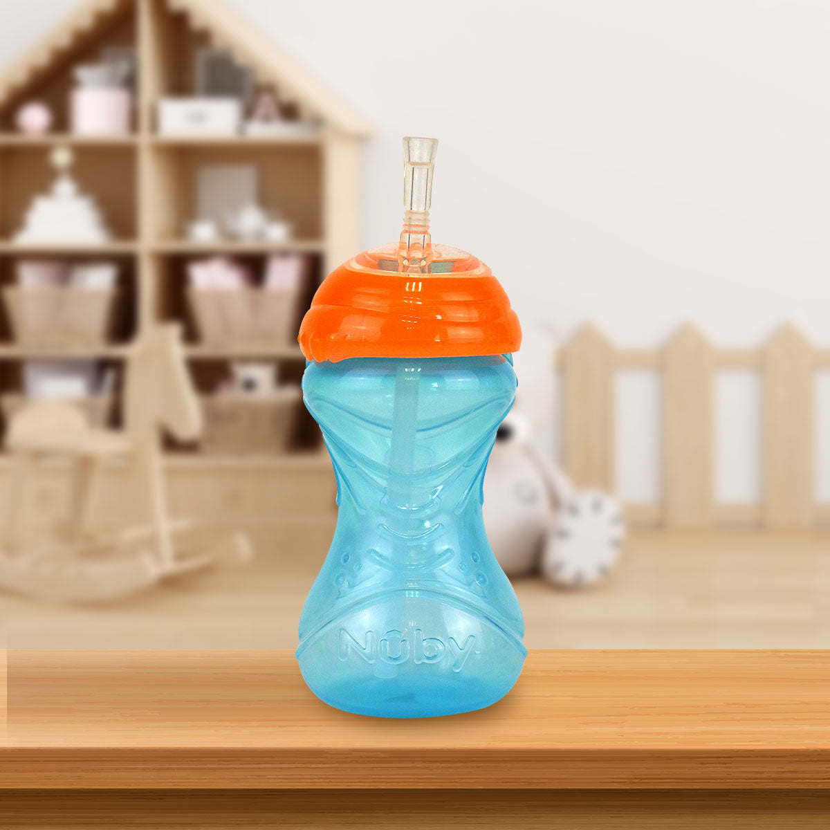 Vaso Nuby con Tapa y Popote para Niños, Color Aqua.