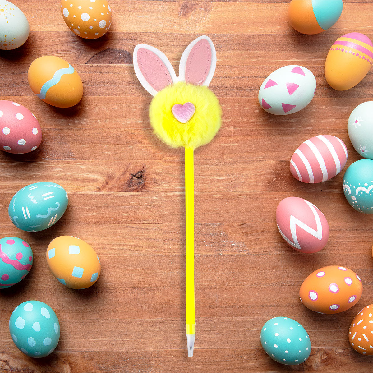 Bolígrafo de peluche con orejas amarillo, Pascua