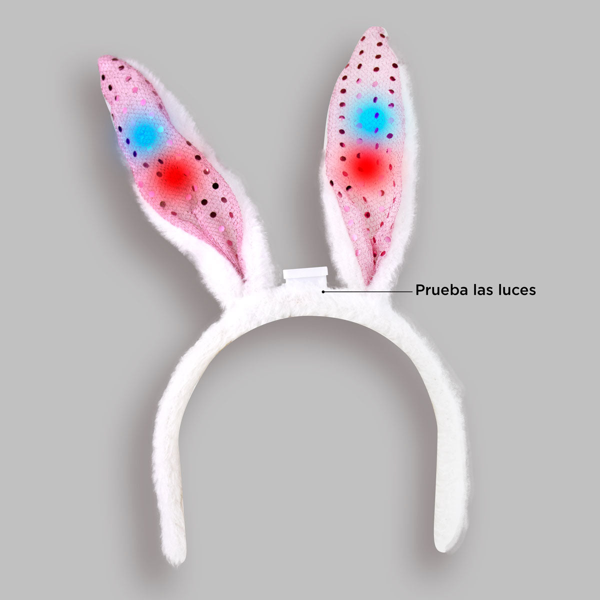 Diadema Orejas de Conejo con Luz Rosa, Pascua