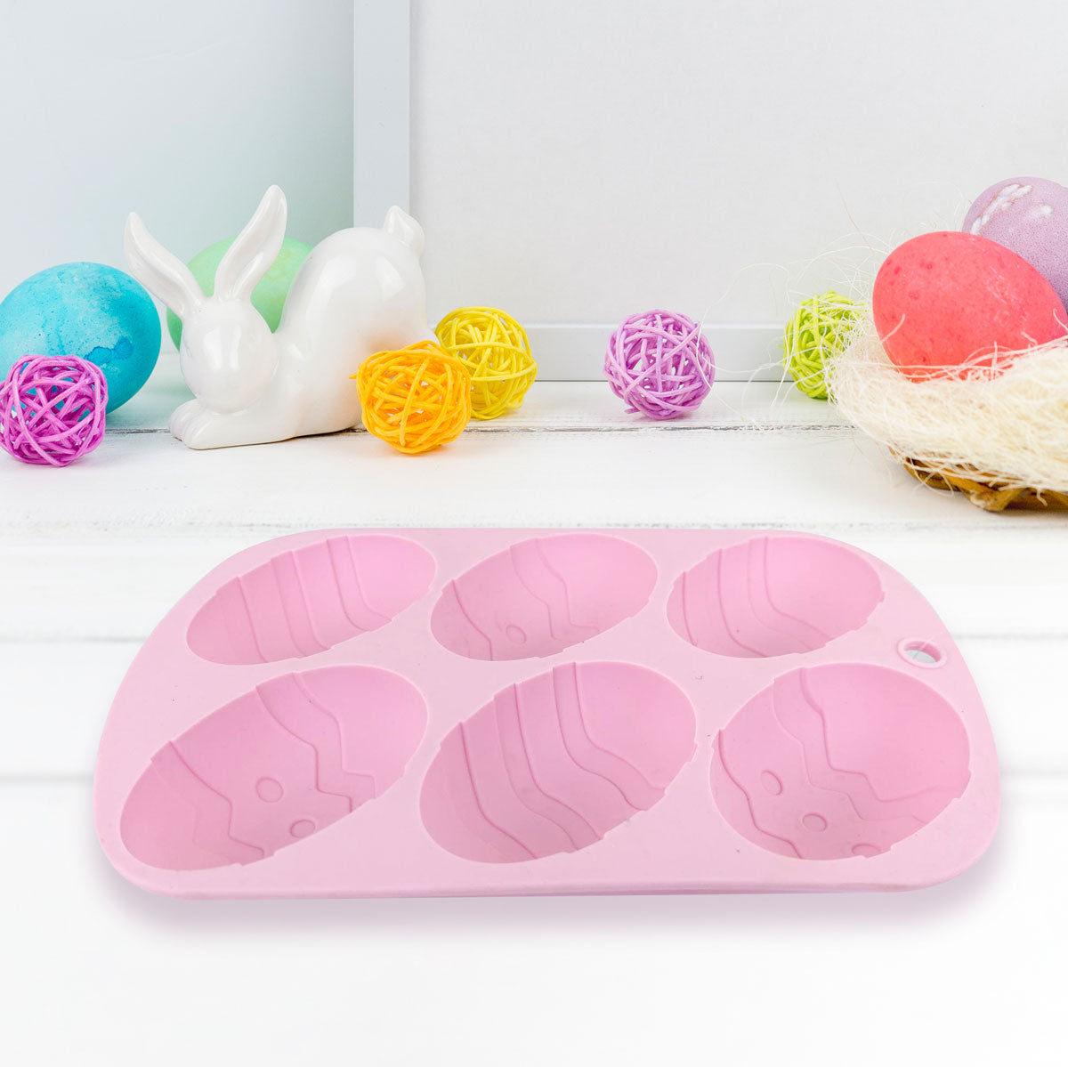 Molde de silicón con forma de Huevos de Pascua color Rosa, Pascua