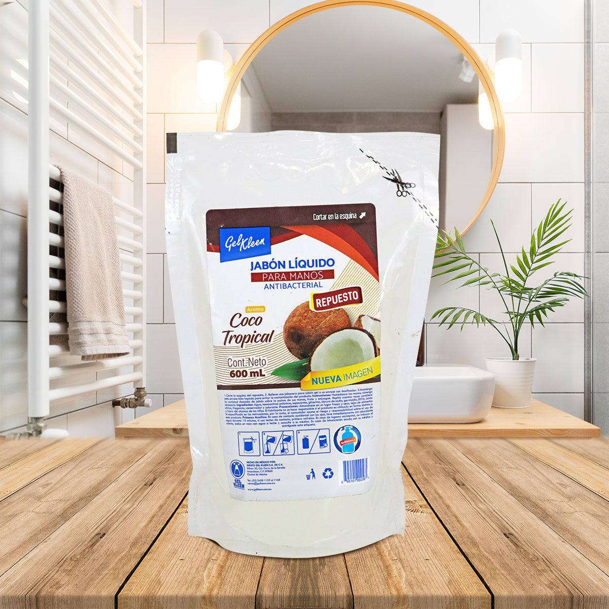 Jabón Líquido para Manos, Aroma Coco, Gel Kleen 600ml