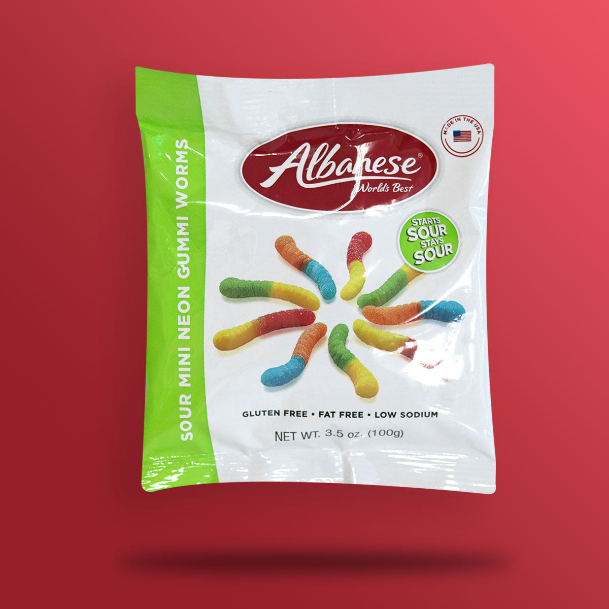 Gomitas Albanese Candy Sour Mini Neon Gummi Worms, 100 g