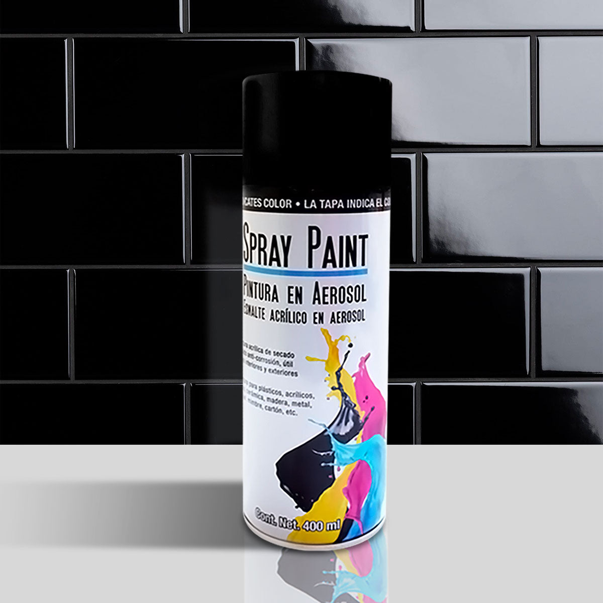 Wow! 3 x 2 Pintura en Aerosol Color Negro Brillante 400ml.