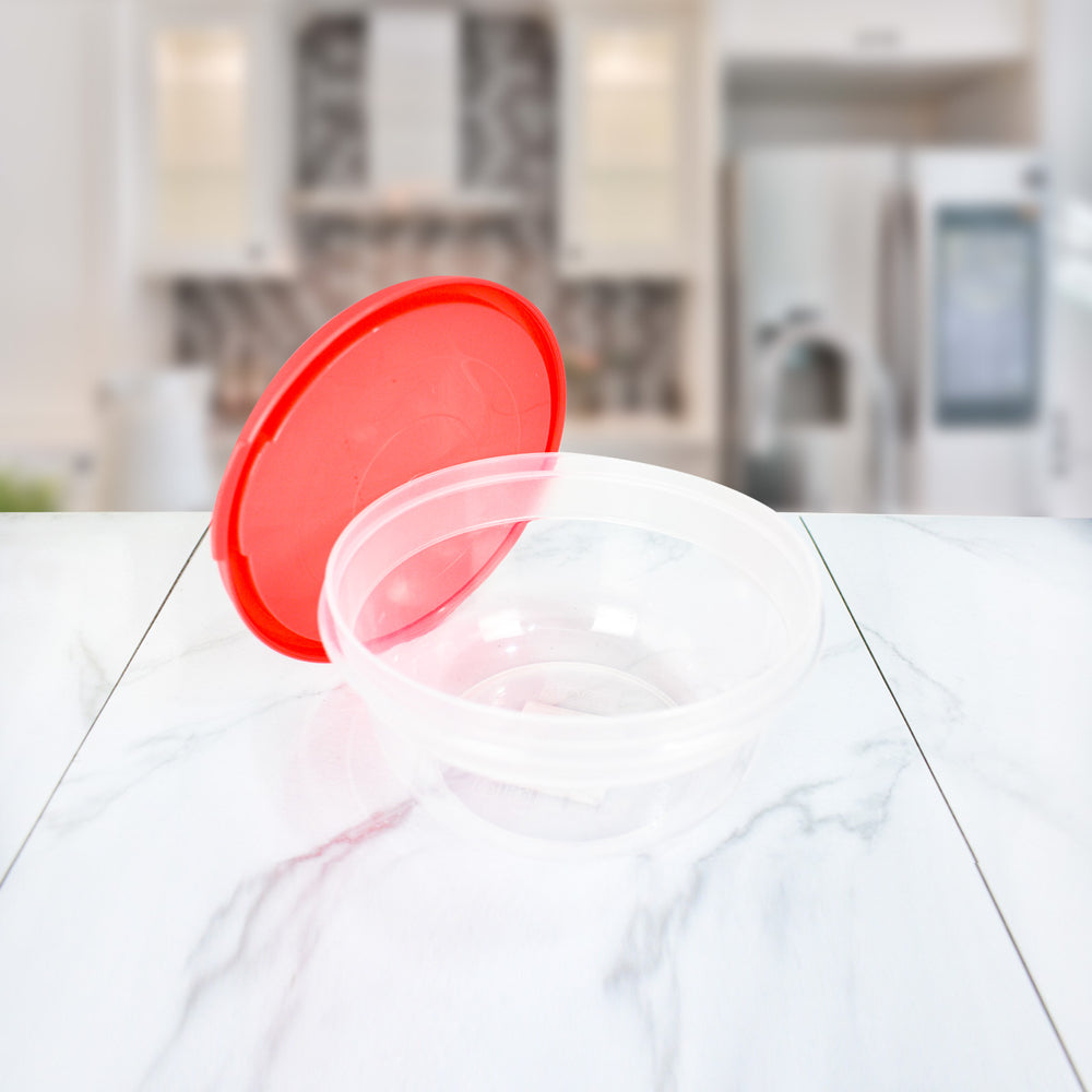 Contenedor Circular Tapa en Rosquilla Roja 1L